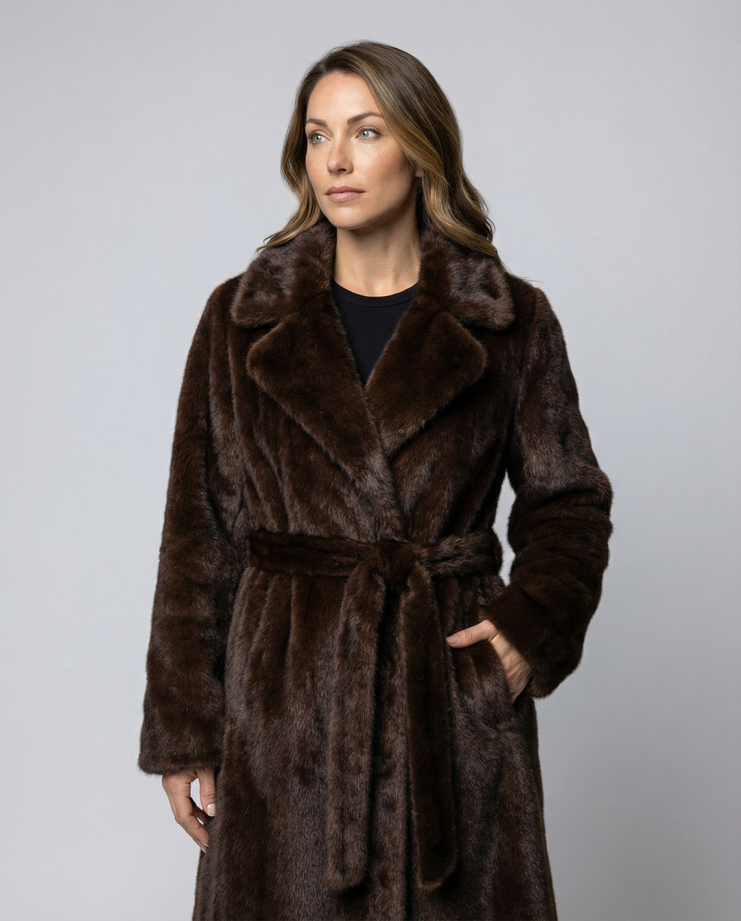 Luxuriöser Damen Kunstpelzmantel Winter