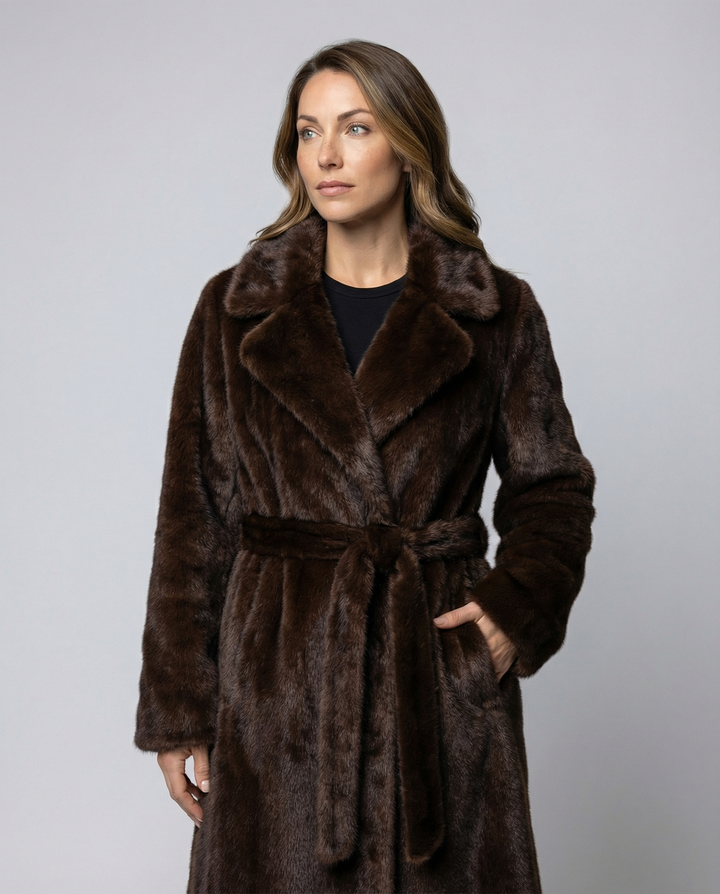 Luxuriöser Damen Kunstpelzmantel Winter