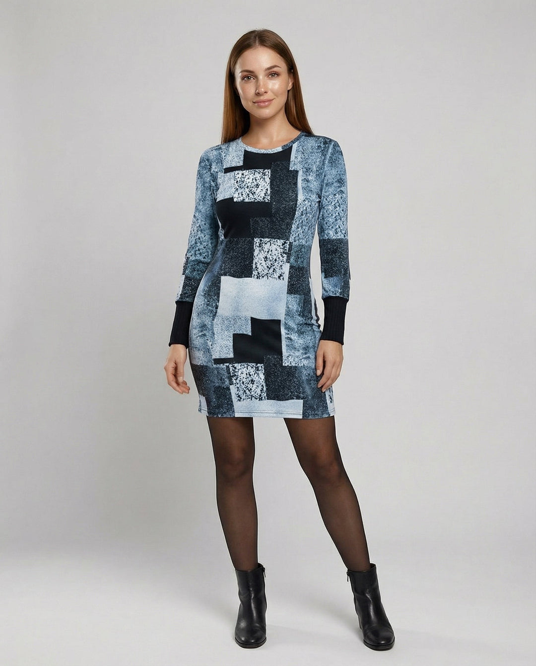 Damen Strickkleid Geometrisch