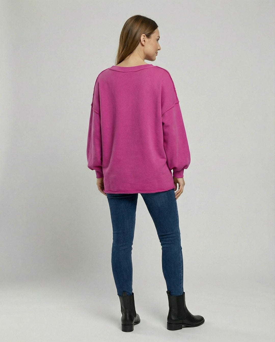 Oversized Damen V-Ausschnitt Sweatshirt
