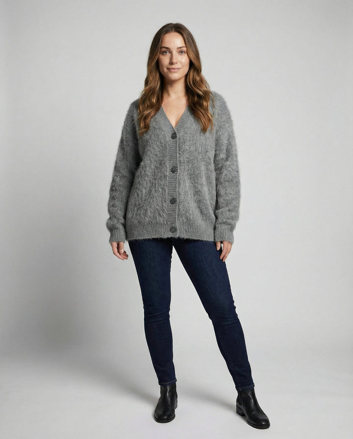Kuschelige Mohair Strickjacke Damen