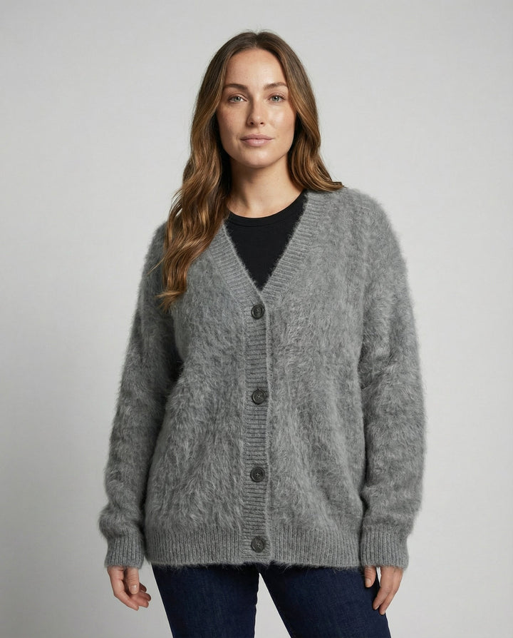 Kuschelige Mohair Strickjacke Damen