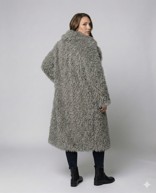 Langer Damen Kunstfellmantel Winter