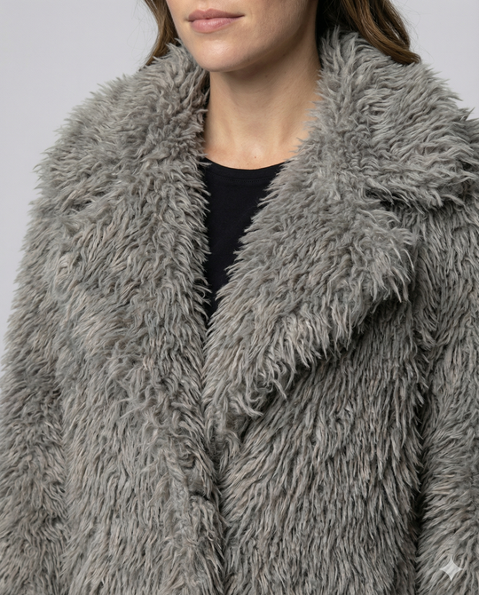 Langer Damen Kunstfellmantel Winter