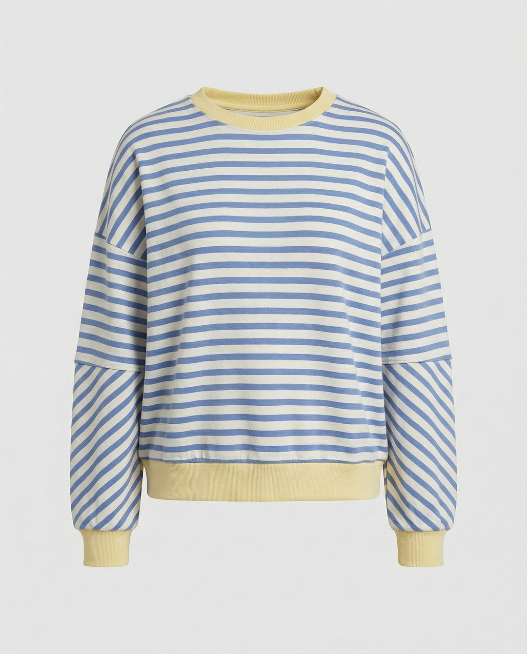 Damen lässiges gestreiftes Sweatshirt mit Boxy-Schnitt und kontrastierenden Abschlüssen Nord Taschen