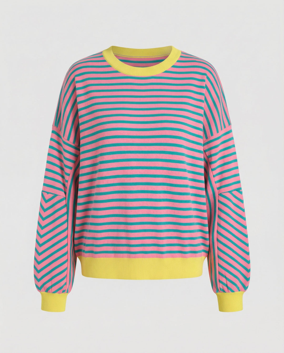 Damen lässiges gestreiftes Sweatshirt mit Boxy-Schnitt und kontrastierenden Abschlüssen Nord Taschen