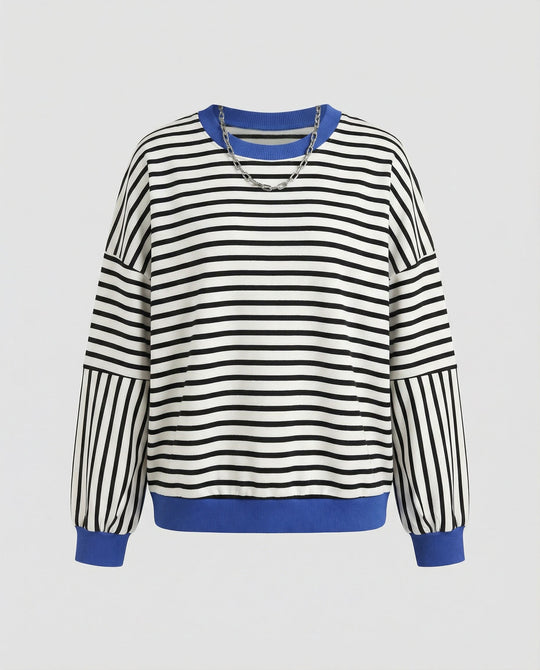 Boxy Sweatshirt Damen Gestreift