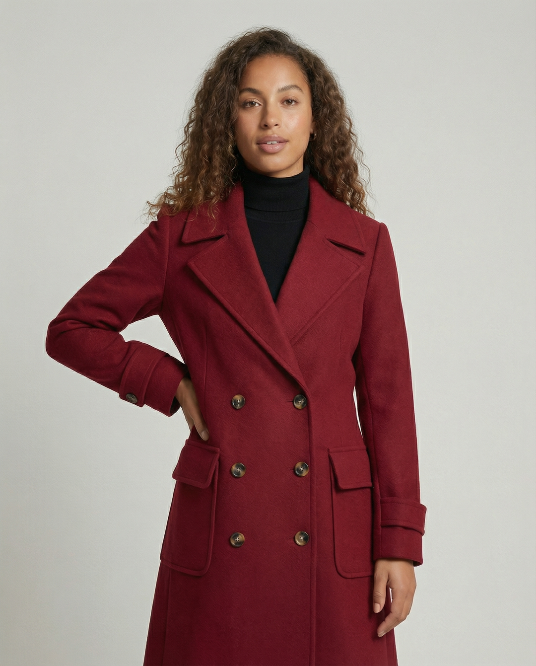 Eleganter Doppelreihiger Wollmantel