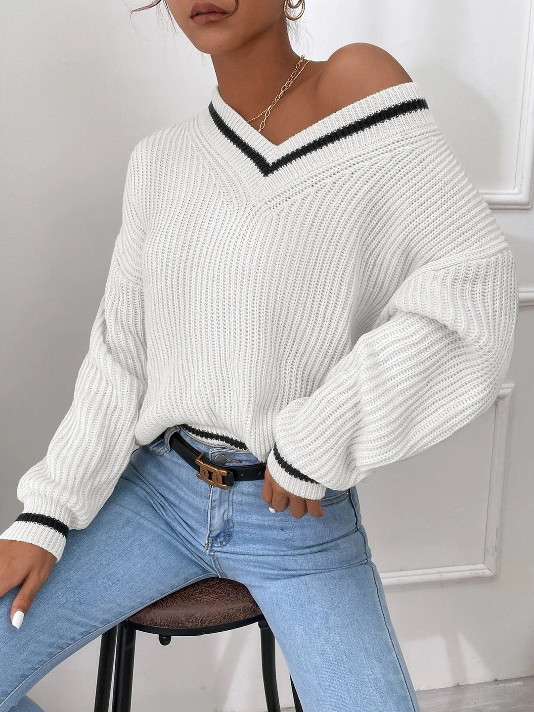 Nord Taschen | Pullover mit V-Ausschnitt und Patchwork