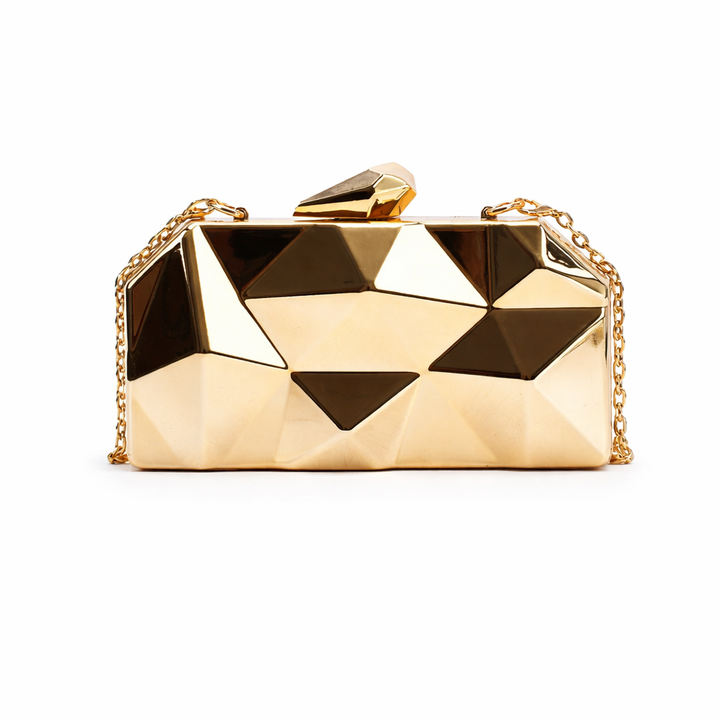 Nord Taschen | Geometrische Metallische Box Clutch, Abend Ketten Tasche