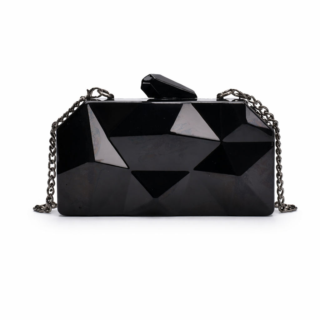 Nord Taschen | Geometrische Metallische Box Clutch, Abend Ketten Tasche
