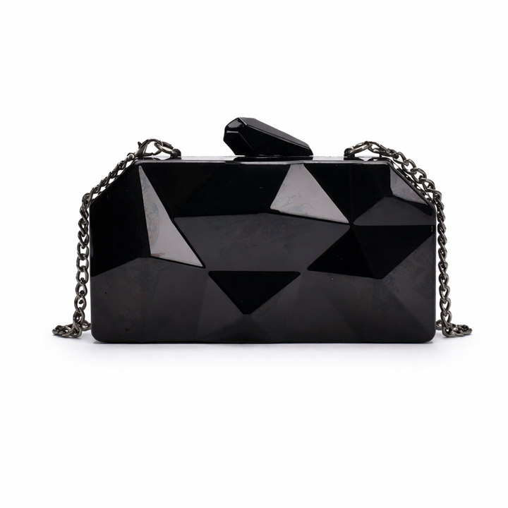 Nord Taschen | Geometrische Metallische Box Clutch, Abend Ketten Tasche