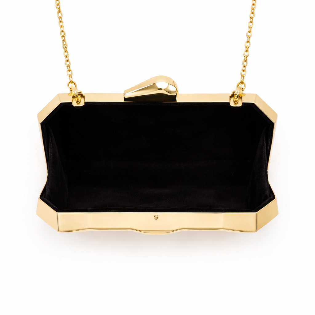 Nord Taschen | Geometrische Metallische Box Clutch, Abend Ketten Tasche