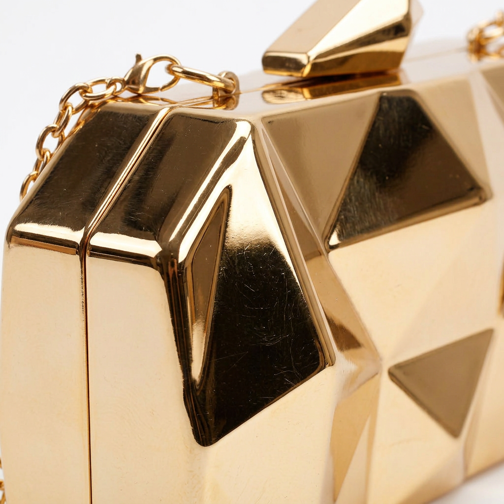 Nord Taschen | Geometrische Metallische Box Clutch, Abend Ketten Tasche