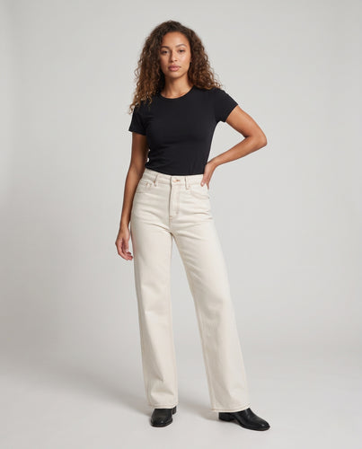 Damen taillenhohe Flared-Jeans aus schwerem Denim mit extra weitem Bein Nord Taschen