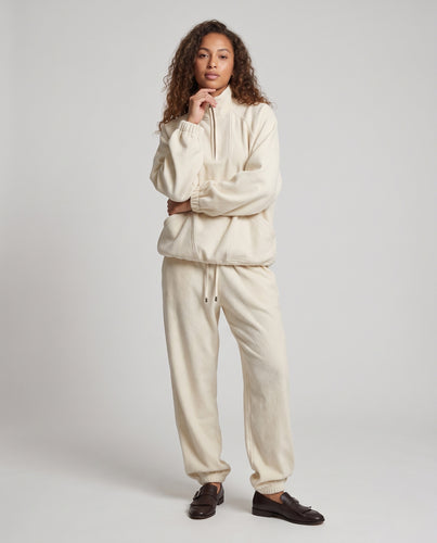 Damen Fleece-Loungewear-Set mit Halfzip, Kängurutasche und High-Waist-Jogger Nord Taschen