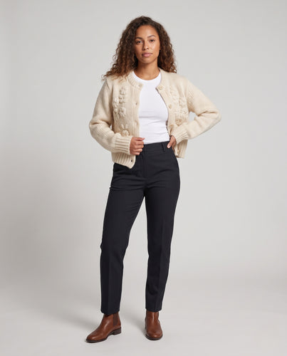 Damen Grobstrick-Cardigan mit Bobble‑Details, Rundhalsausschnitt und Perlmuttknopfleiste Nord Taschen