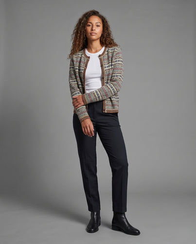 Damen Oversize-Alpakaoptik Strickpullover mit geometrischem Fair-Isle‑Muster Nord Taschen