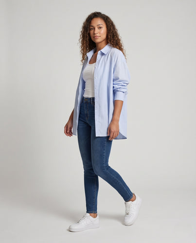 Damen Oversize-Baumwollhemd mit verlängertem Rückenteil Nord Taschen