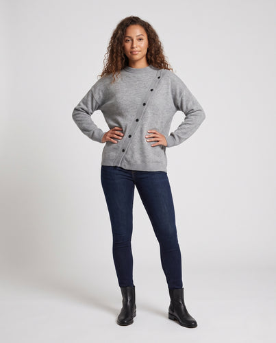 Damen Oversize-Buttoncardigan aus weichem Feinstrick mit Schulter-Cut-Out Nord Taschen