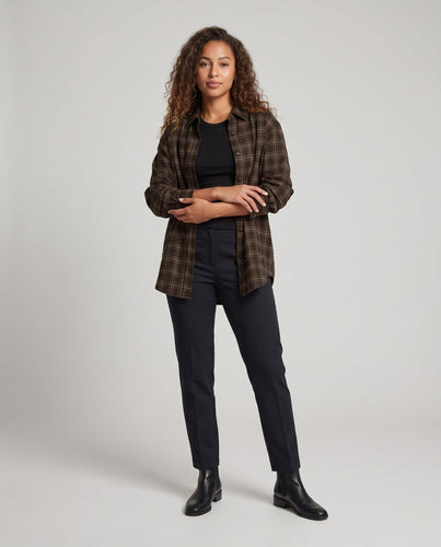 Damen Oversize Karo‑Hemdjacke im Flanell‑Look mit verlängertem Rückenteil Nord Taschen