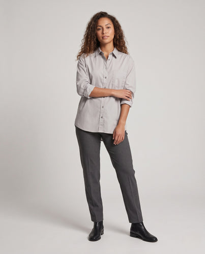 Damen Relaxed-Fit Hemdbluse aus leichtem Baumwollmix mit Brusttasche und umgeschlagenen Ärmeln Nord Taschen