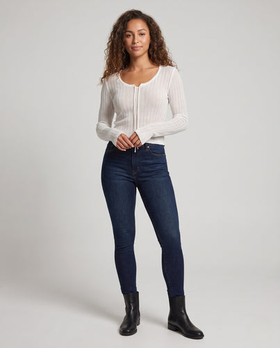 Damen Transparentes geripptes Feinstrick-Cardigan mit Kordelzug und V-Ausschnitt Nord Taschen