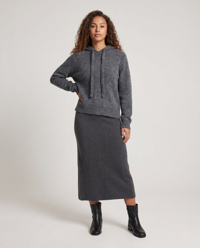 Damen Wickel-Feinstrick-Set mit tailliertem Bindetop und Maxi-Rock Nord Taschen