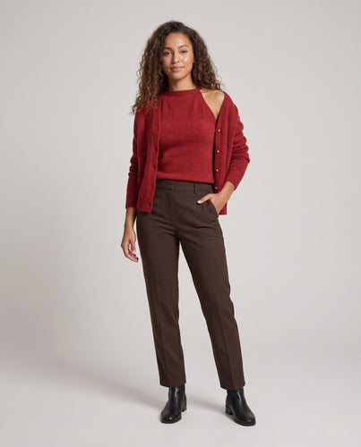 Damen Zweiteiliges Mohair‑Optik Feinstrick-Set: Oversize-Cardigan & Rundhals-Pullover Nord Taschen