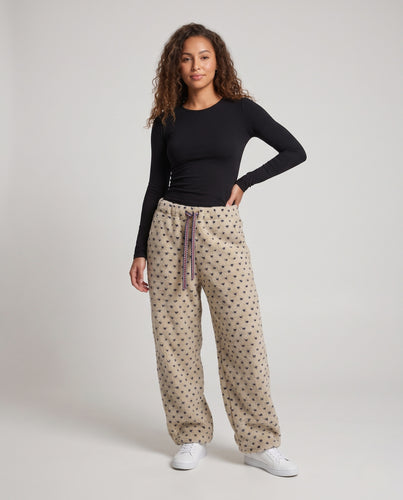 Damen Flauschige Jogginghose mit Herzchen‑Muster, elastischem Bund und dekorativem Kordelzug Nord Taschen