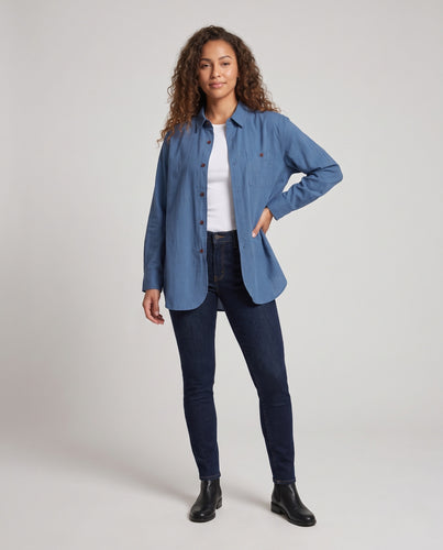 Damen Leichtes Oversize-Hemd aus Leinen-Baumwoll-Mix mit Brusttasche und softer Fall Nord Taschen