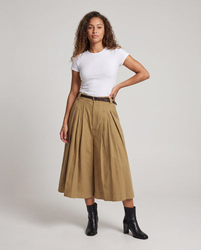 Damen Midirock mit Plissee, hohem Bund und weitem Teller‑Schnitt Nord Taschen