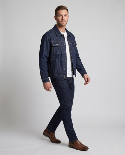 Herren Denim-Truckerjacke im lockeren Schnitt aus Baumwollmix mit Brusttaschen Nord Taschen