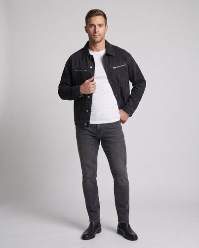 Herren Denimjacke mit Reißverschluss-Brusttaschen, Zipper-Ärmeln und legerer Passform Nord Taschen