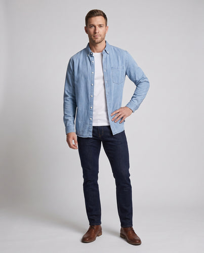Herren lässiges Denim-Hemd mit Brusttasche und geradem Schnitt Nord Taschen