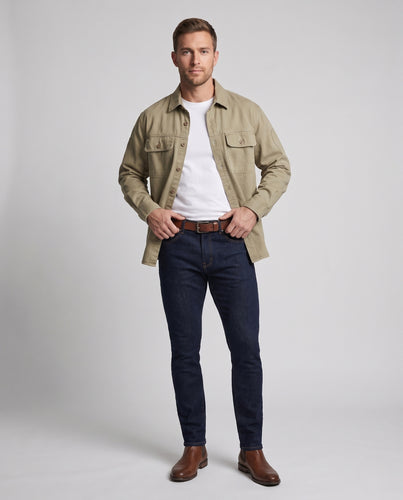 Herren leichter Baumwoll-Canvas Overshirt mit Brusttaschen und Workwear-Details Nord Taschen