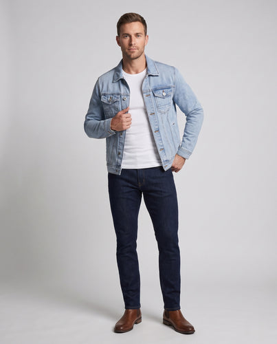 Herren Vintage-inspirierte Denimjacke im Regular-Fit mit Brusttaschen und Kontrastnähten Nord Taschen