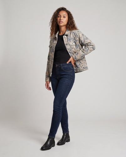 Unisex Gepolsterte Oversized Denimjacke mit floraler Struktur und Drop-Shoulder Nord Taschen