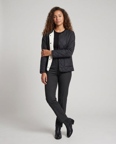 Damen gesteppte Steppjacke mit Teddy-Futter und Knopfleiste Nord Taschen