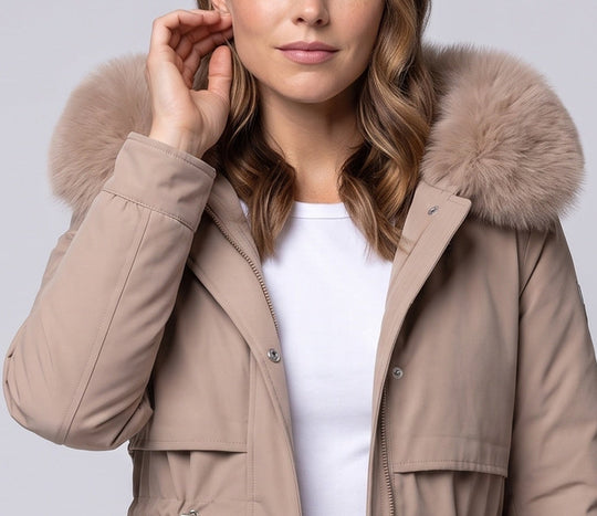 Damen Taillierter Thermo-Parka mit weichem Teddyfutter, abnehmbarem Kapuzenbesatz & Utility‑Taschen Nord Taschen