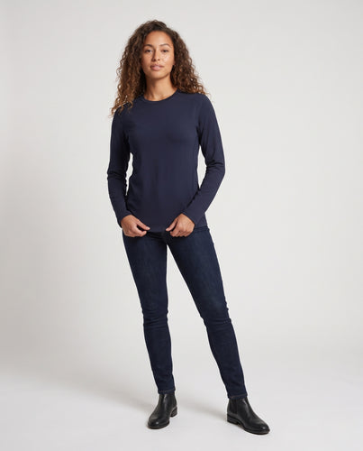 Damen Langarmshirt aus nachhaltigem Modal mit feinem Rundhalsausschnitt Nord Taschen