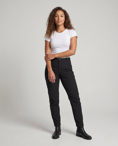 Damen Taillierte Stretchhose konisch geschnitten mit hohem Bund und Komfortdehnbund Nord Taschen