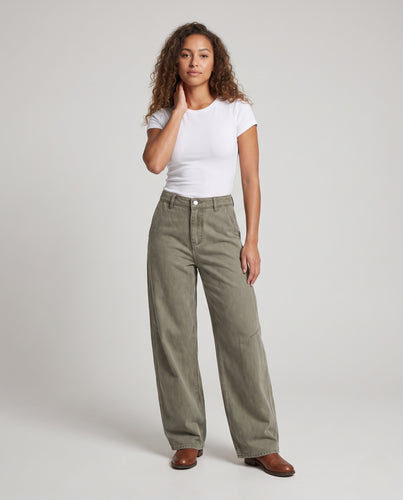 Damen Extraweite Palazzo-Twill-Hose mit markanten Ziernähten Nord Taschen