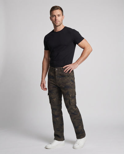 Herren Cargo-Hose im weiten Schlag mit Camouflage-Print und Utility-Taschen Nord Taschen