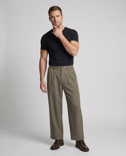 Herren elegante Bundfalten-Hose im weiten Schnitt mit fließendem Fall Nord Taschen