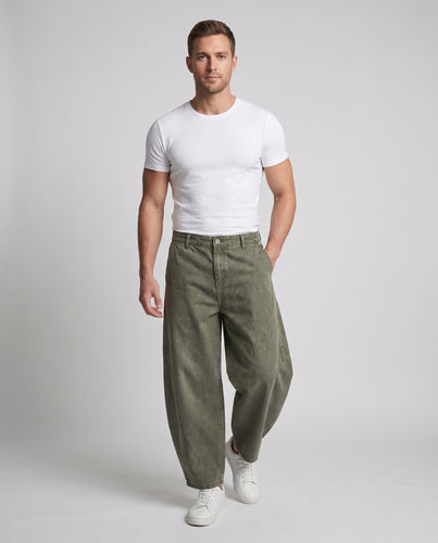 Herren Extraweite Palazzohose aus Baumwoll-Twill mit tiefem Schritt und skulpturaler Weite Nord Taschen