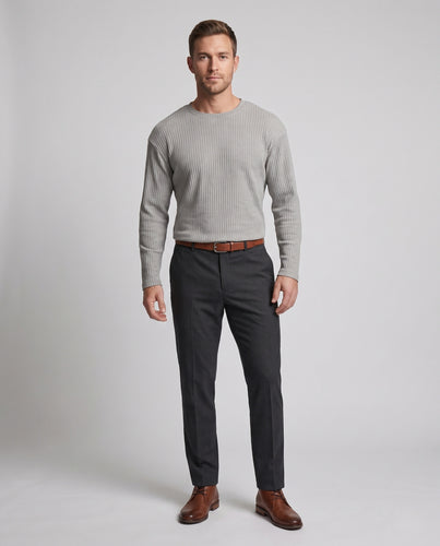 Herren geripptes Langarmshirt mit Rundhalsausschnitt und relaxed Fit Nord Taschen