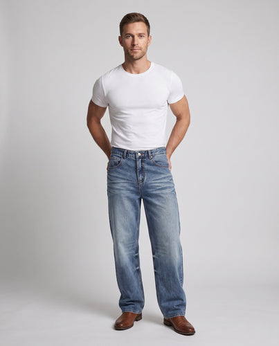 Herren Locker geschnittene Vintage-Jeans mit weitem Bein Nord Taschen