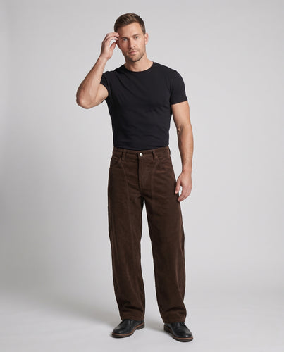 Herren Oversize-Cordhose im Workwear-Look mit tiefer Bundhöhe und weitem Beinschnitt Nord Taschen