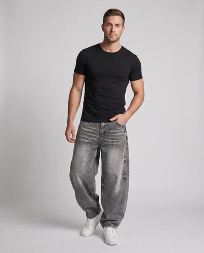 Herren Oversize-Denimhose im Palazzo-Cut mit stonewashed Effekt und extra weitem Bein Nord Taschen